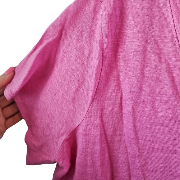 Tahari sz 1X pink linen v neck blouse shirt new WT155 - Picture 3 of 5